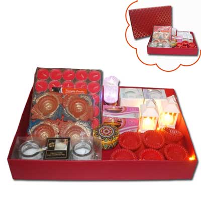 "Designer Gift Box with candles and diyas - Click here to View more details about this Product